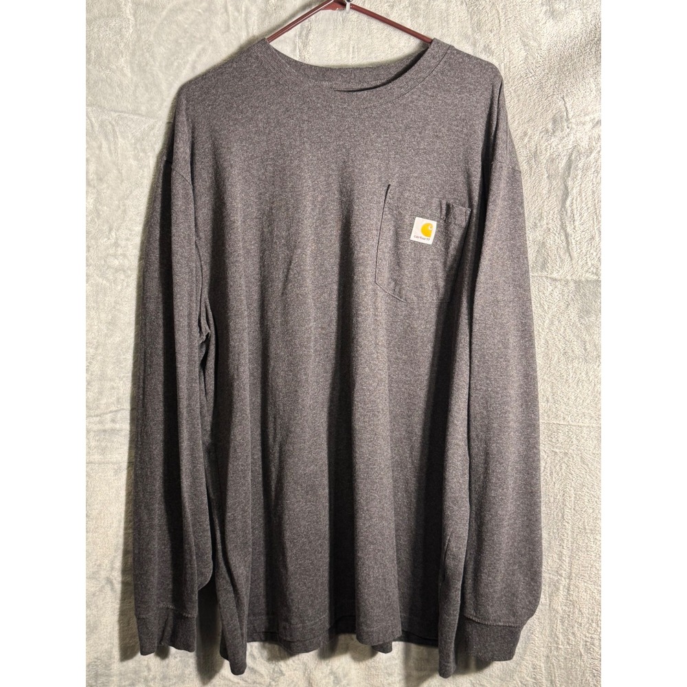 Carhartt Mens XL Long Sleeve‎ Pocket T Shirt Original Fit Dark Grey